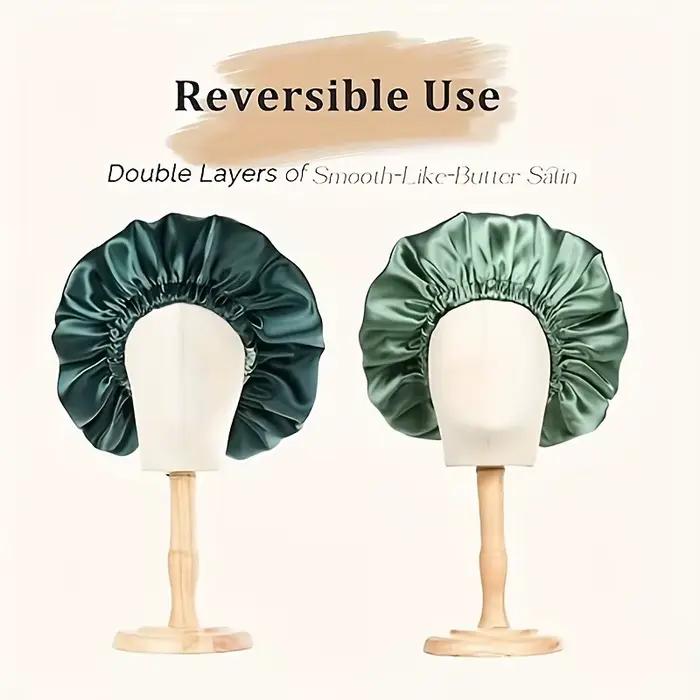 Bonnet de couchage réversible en satin double couche hypoallergénique pour adultes, doux et améliorant les boucles, pour usage quotidien et voyage