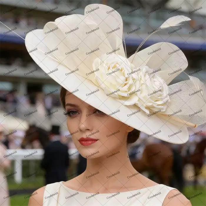 Vert foncé dames Derby Fascinator chapeaux femme église mariage Royal Ascot casque femmes
