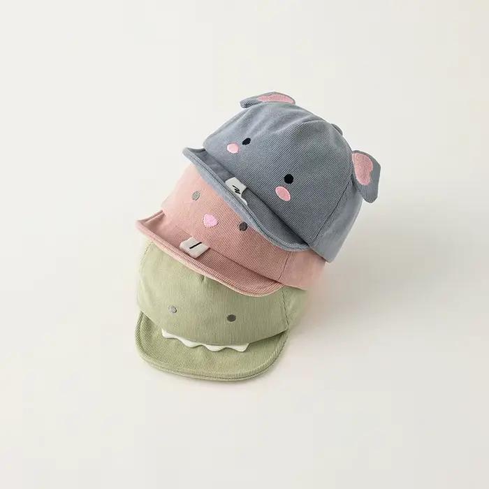 Casquette de baseball kawaii avec visière pour bébé mignon dessin animé dinosaure lapin solide coton polyester ajustable occassions spéciales pour enfants 1-3 ans