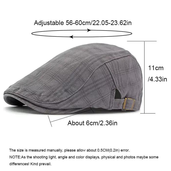 Casquette à carreaux décontractée unisexe béret de couleur unie chapeau fin pour homme et femme printemps été protection solaire occassions décontractées