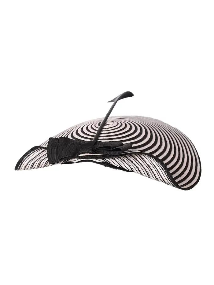 Élégant chapeau bibi rayé noir et blanc pour femme