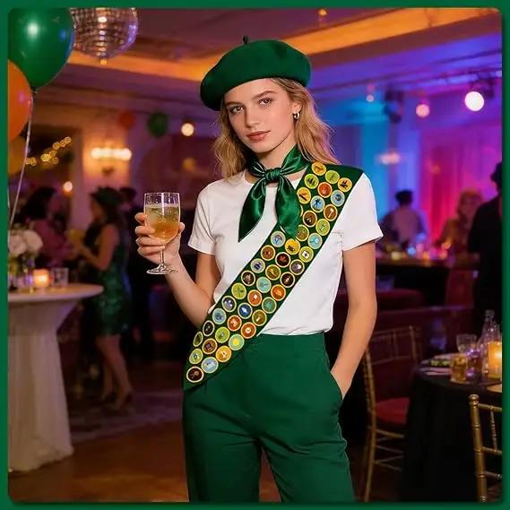 Ensemble de 5 pièces de costume de scout pour femme avec béret vert