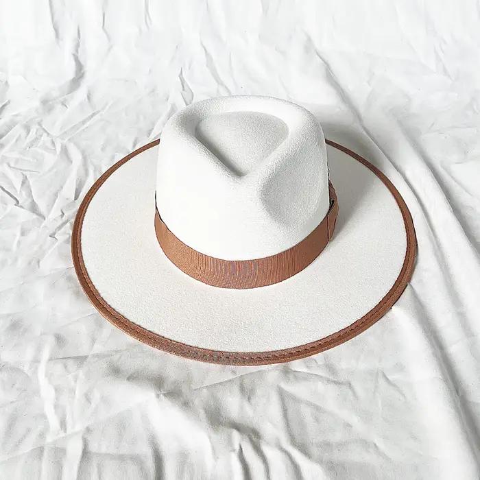 Chapeau Fedora blanc de Style français pour femmes et hommes