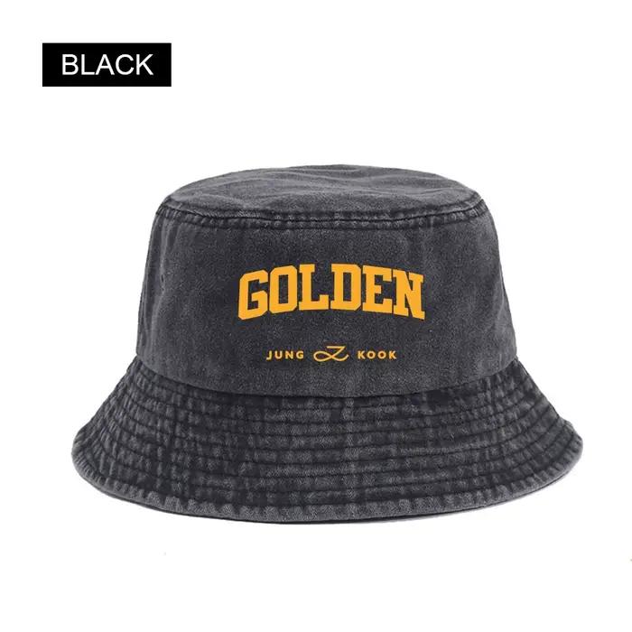 Kpop Jung Kook 1er Album Solo doré Jungkook seau chapeau pour hommes pur coton Panama pêcheur Gorras homme femmes 56-58 cm casquette de soleil