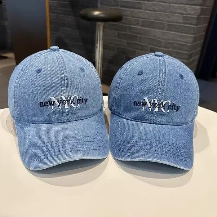Casquette de baseball unisexe en jean brodée avec la lettre NYC