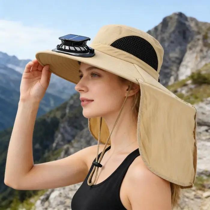 Chapeau solaire avec ventilateur et protection UV
