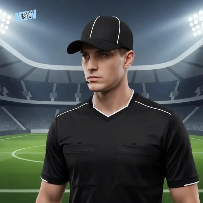 Casquette d'arbitre professionnelle réglable noire/blanche avec bordure contrastante – Chapeau de sport polyvalent anti-UV