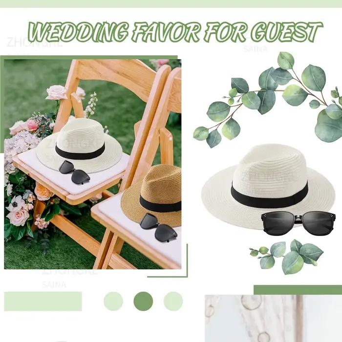 Chapeaux Fedora en paille de mariage pour femmes et hommes
