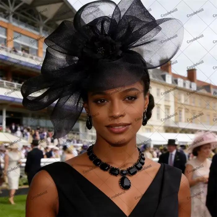 Chapeau de mariage fascinateur à fleurs vert foncé