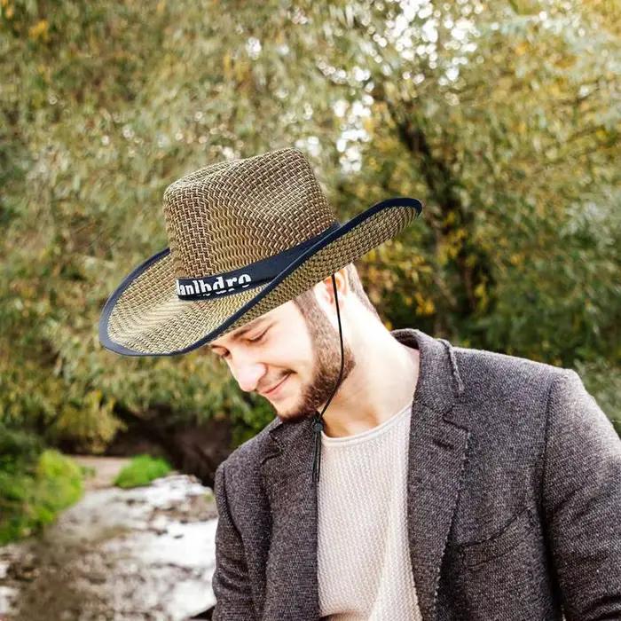Chapeau de paille de cowboy pour hommes
