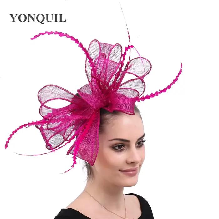 Fascinateur Vert élégant pour femmes chapeaux de mariage vêtements de sauna d'église nœud papillon fleur coiffure fête thé soirée pilulier mode multicolore année entière