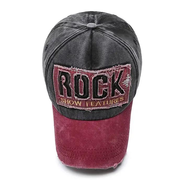 Casquette en denim shabby avec lettres délavées pour hommes et femmes