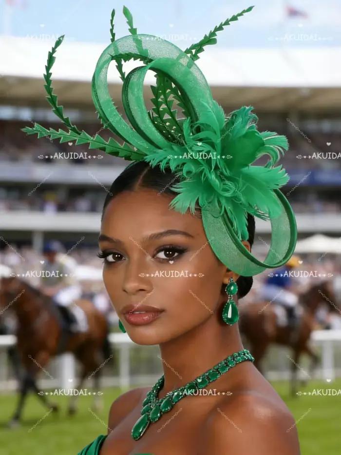 Chapeau fascinateur en plumes noires pour femmes