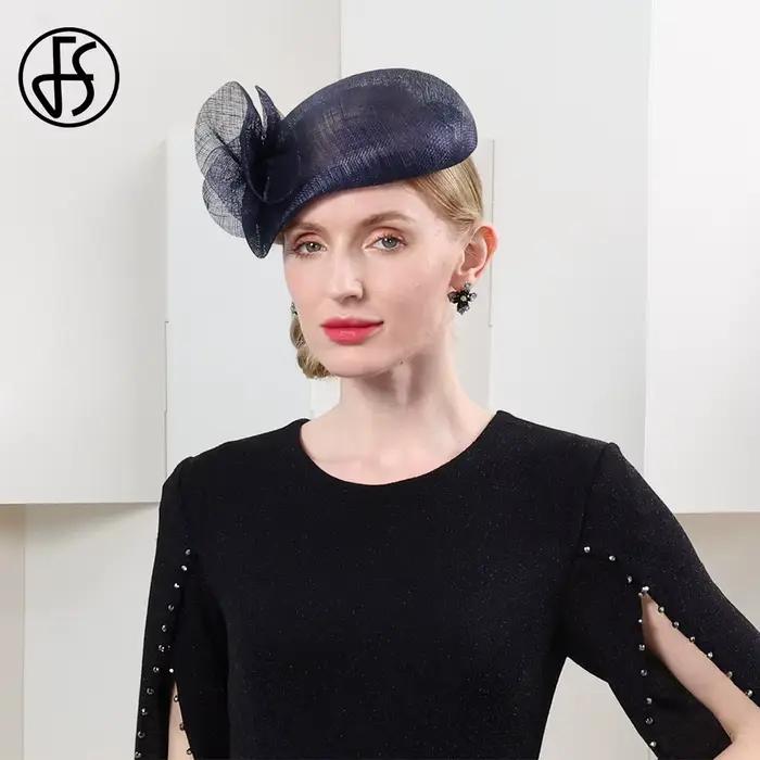 Béret Sinamay élégant bleu marine