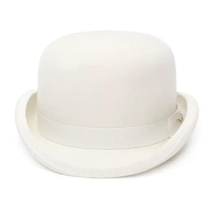 Chapeau melon Derby noir en feutre de laine 100% pour hommes et femmes