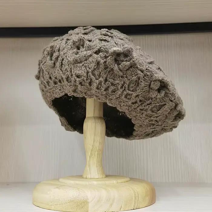 Béret français en coton pour femme, chapeau décontracté, fait à la main, découpe florale, automne, hiver, élégant et confortable pour toutes les occasions
