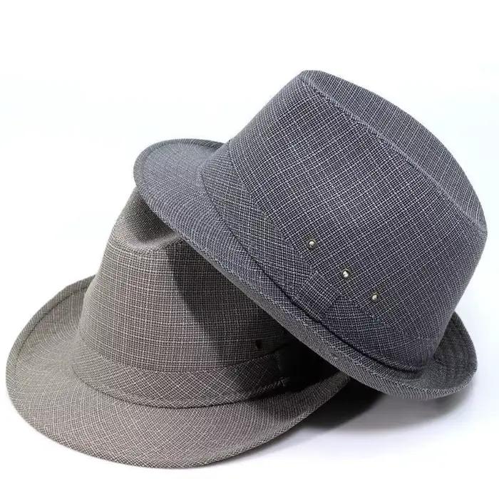 Chapeau d'été décontracté en coton et lin pour hommes