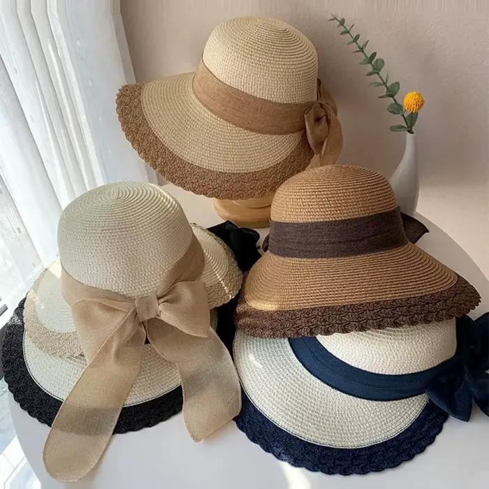 Chapeau de soleil pliable en paille tressée