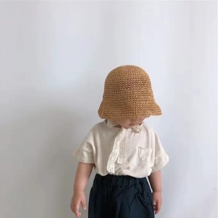 Chapeau en raphia tissé à la main pour enfants