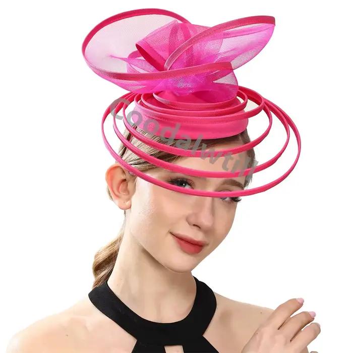 Élégant église fête Fascinator chapeau bandeau femmes dames Derby mariage casque maille chapellerie casquette pince à cheveux Royal Ascot chapeaux