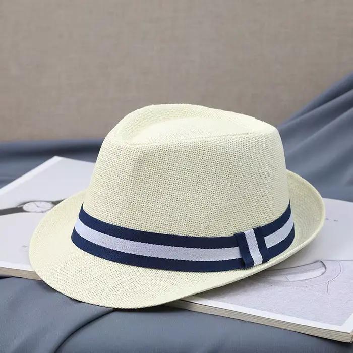 Chapeau de gentleman homme moyen âgé ombrage mode jazz loisirs plein air été nouveau style formel paille solide printemps été décontracté
