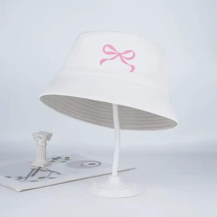Adorable chapeau de pêcheur rose à imprimé nœud pour les tout-petits de 2 à 6 ans - Respirant pour les activités de