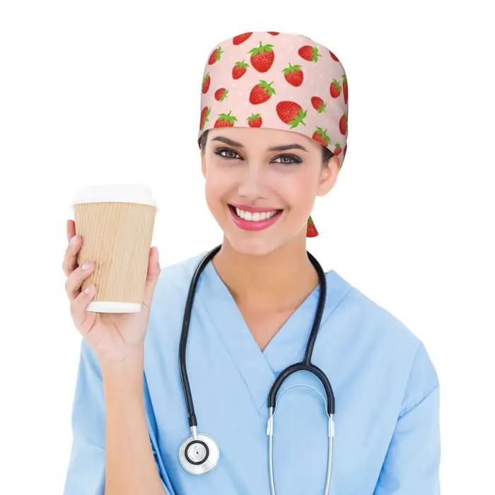 Casquette de travail imprimée rose fraise pour hommes et femmes