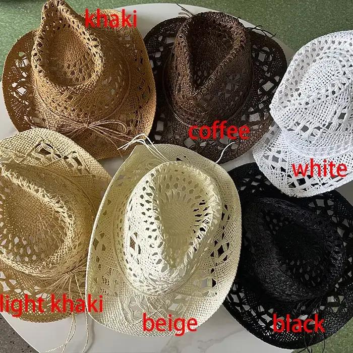 Chapeau de Cowboy occidental en paille pour femmes et hommes