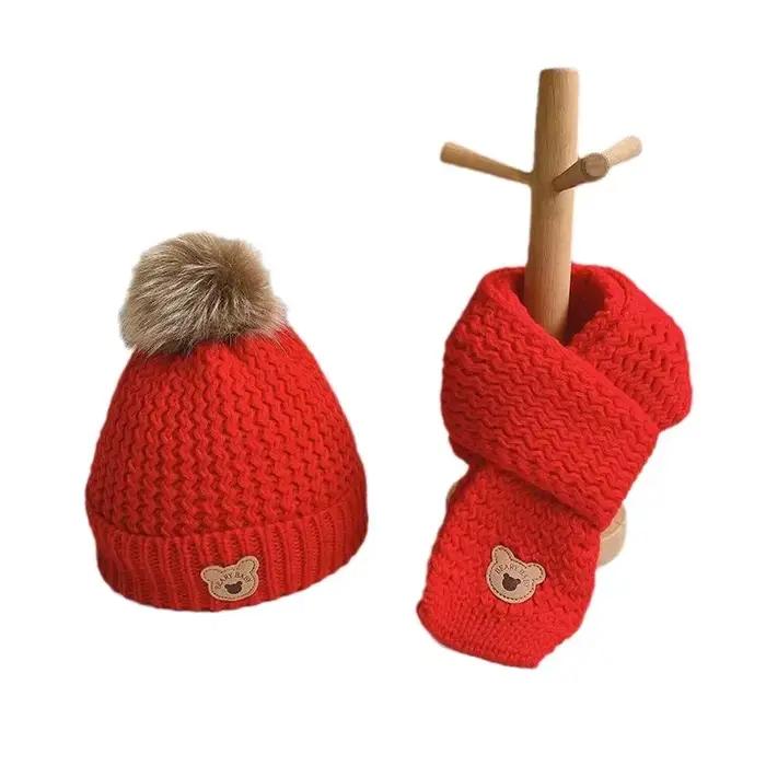 Ensemble bonnet et écharpe ours mignon pour bébé