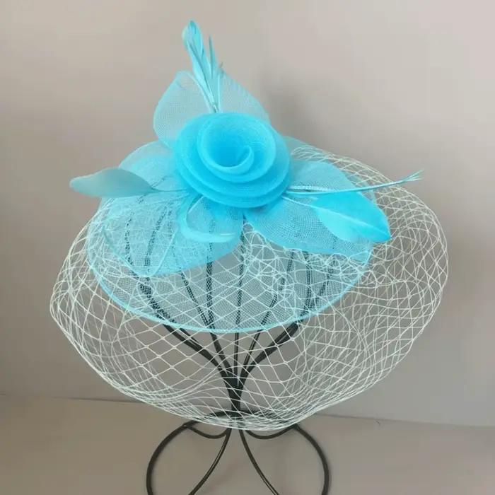 Chapeau Fascinator Style Vintage avec Plumes et Voilette