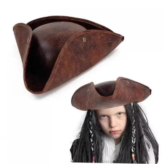 Chapeau de pirate cosmopolite en cuir pour femmes, chapeau de protection solaire avec style audacieux pour cosplay et occasions spéciales