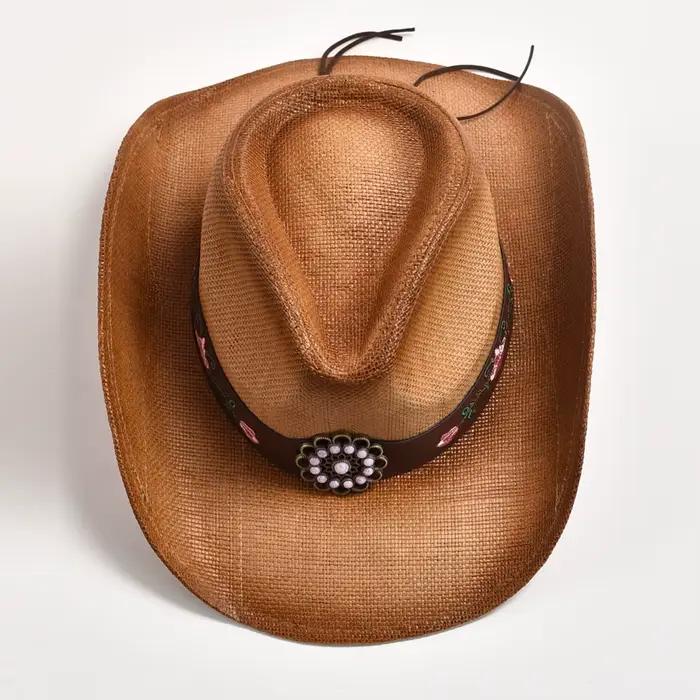 Chapeau de cowboy occidental vintage en papier pour homme et femme, style formel, protection solaire, printemps et été, fête, plage, jazz
