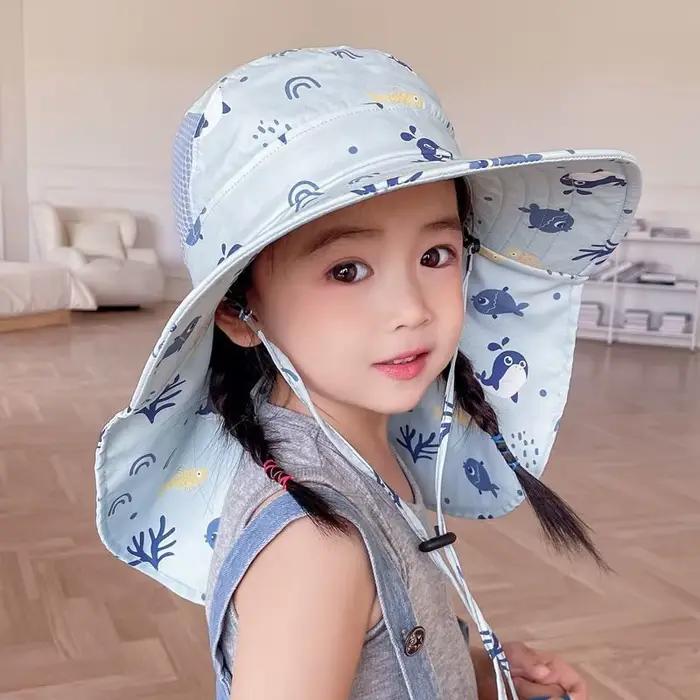 Chapeau Bob Anti-UV pour Enfants avec Protection du Cou et Visière Fine – Idéal Printemps-Été pour Garçons et Filles