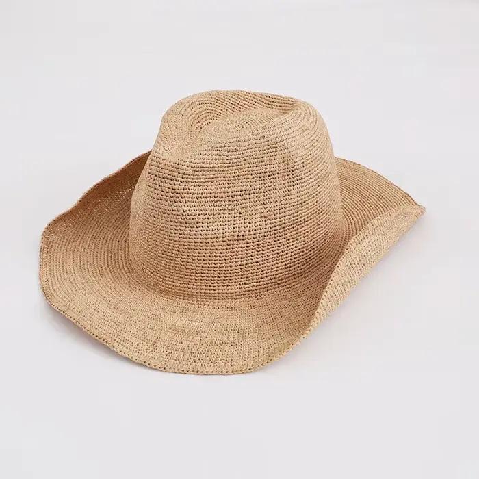Chapeau de paille en raphia naturel pour femme, chapeau de plage, chapeau de soleil, protection solaire, bord large, style décontracté, occasions estivales, voyage, plage, festival, randonnée