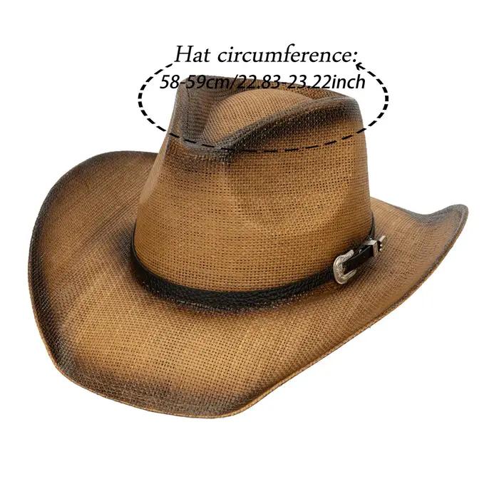 Chapeau de cowgirl en paille kaki pour femmes et hommes, style sport, protection solaire, plage, fête, vacances, occasions spéciales