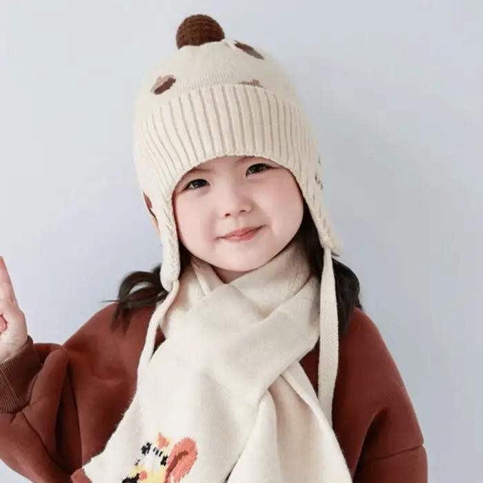 Chapeau de pêcheur en polyester doublé polaire pour enfants, coupe-vent, à lacets, pour 4-6 ans, style sportif, protection thermique des oreilles, occasions spéciales