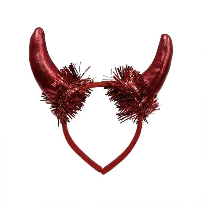 PACK 39BD 3 bandeaux cornes rouges diable avec des arcs des queues pour fête d'Halloween