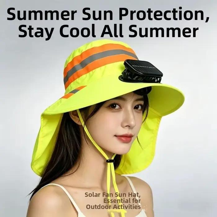 Chapeau ventilateur solaire respirant avec protection UV