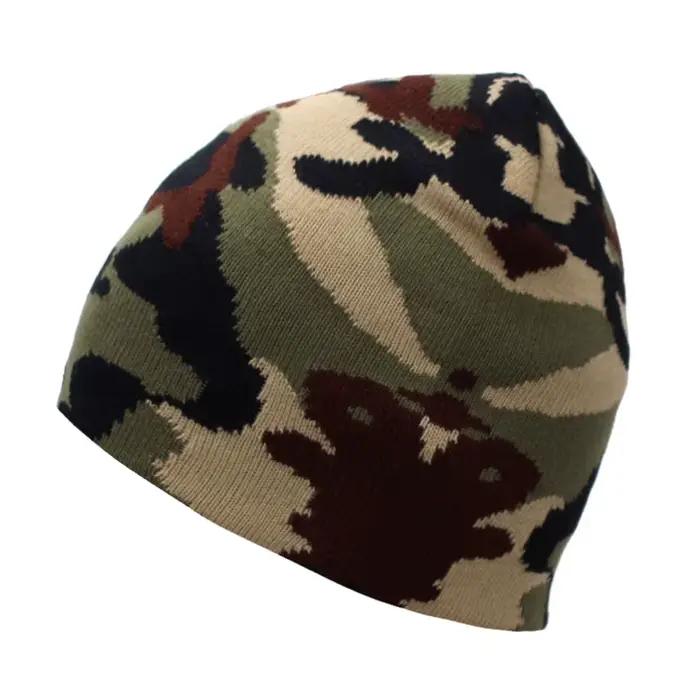 Camouflage tricoté chapeau hommes Beanie femmes chapeaux d'hiver