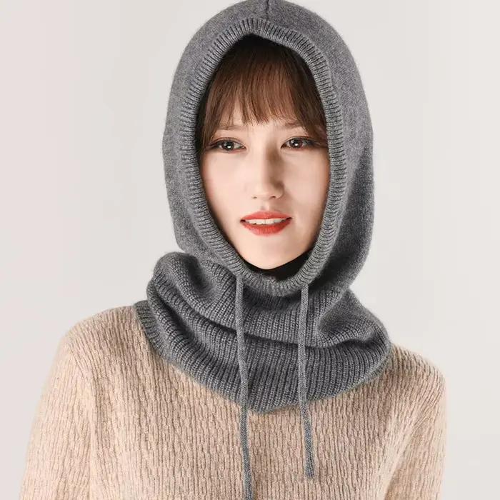 Chapeau à capuche hiver femmes cachemire Bonnet
