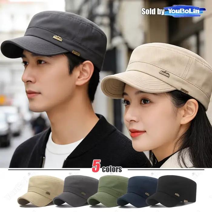 Casquette militaire à calotte plate pour homme pour les journées à la plage – Chapeau léger de protection solaire pour