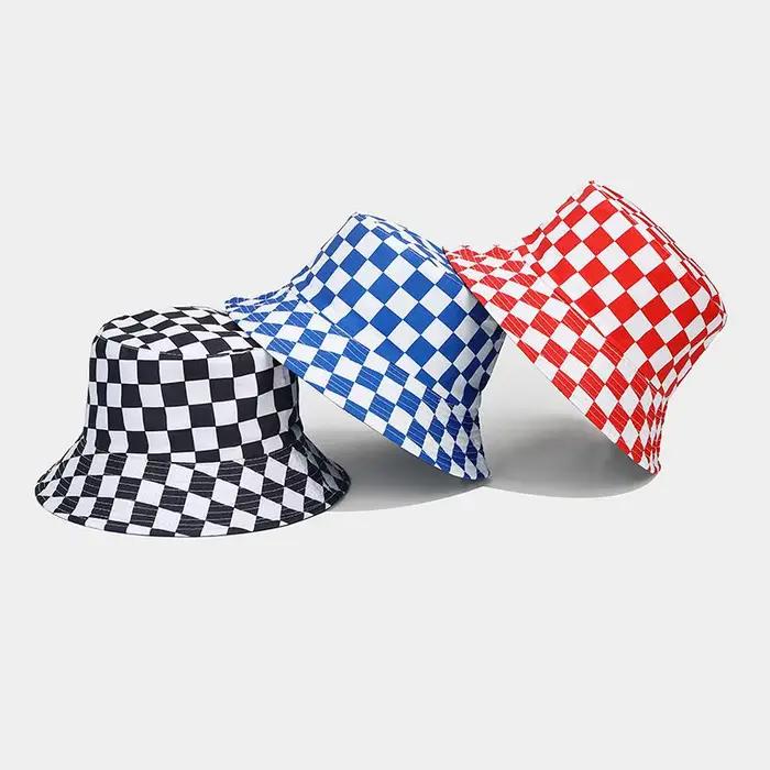 Chapeau à carreaux réversible pour hommes et femmes
