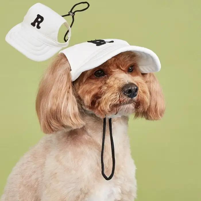 Casquette de sport brodée pour chien chapeau de soleil respirant réglable avec trous d'oreille pour chiots et chiens grandes occasions en plein air