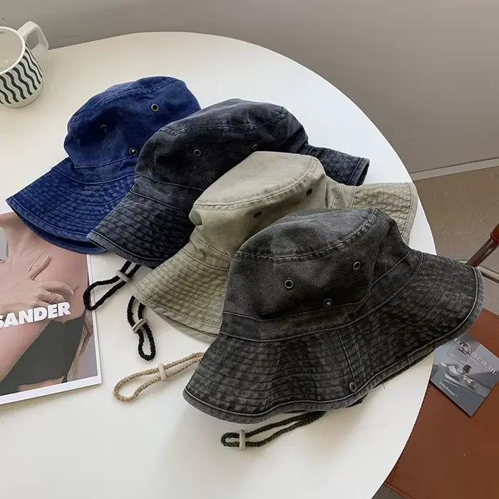 Chapeau de pêche en coton lavé pour hommes et femmes