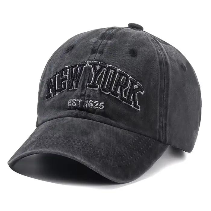 Casquette en coton délavé de New York pour hommes et femmes