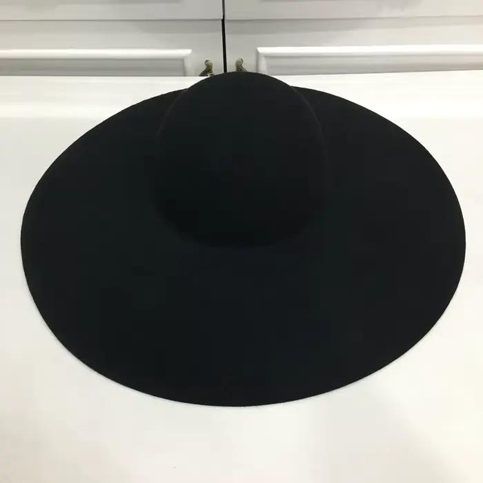 Hukaili nouveau Style rétro chaud à large bord laine Fedora grand chapeau noir feutre
