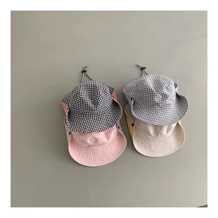 Personnalisé couleur bonbon réversible printemps automne bébé chapeau garçon fille coton enfant