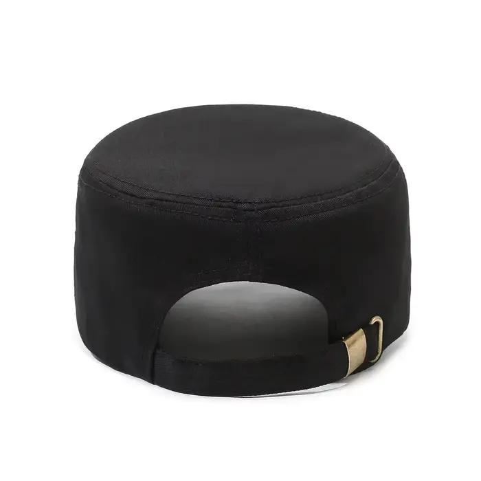 Casquette de toit plat en sergé de coton style militaire flat-top pour homme et femme streetwear pare-soleil visière incurvée