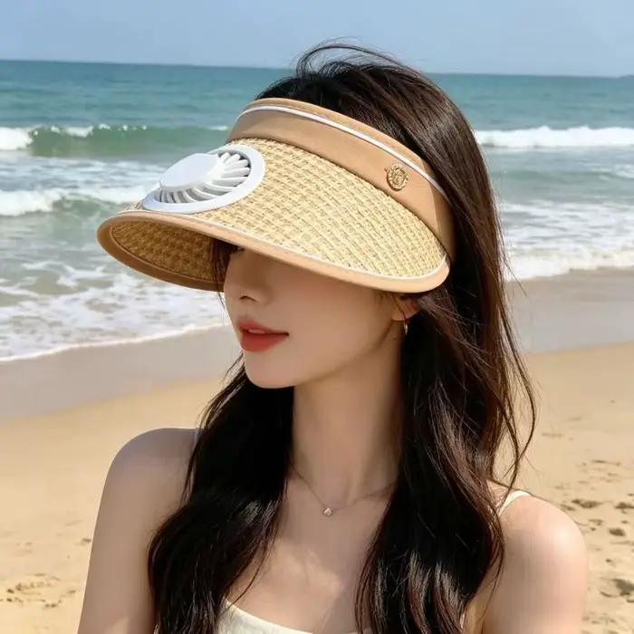 Chapeau solaire pliable pratique avec ventilateur intégré