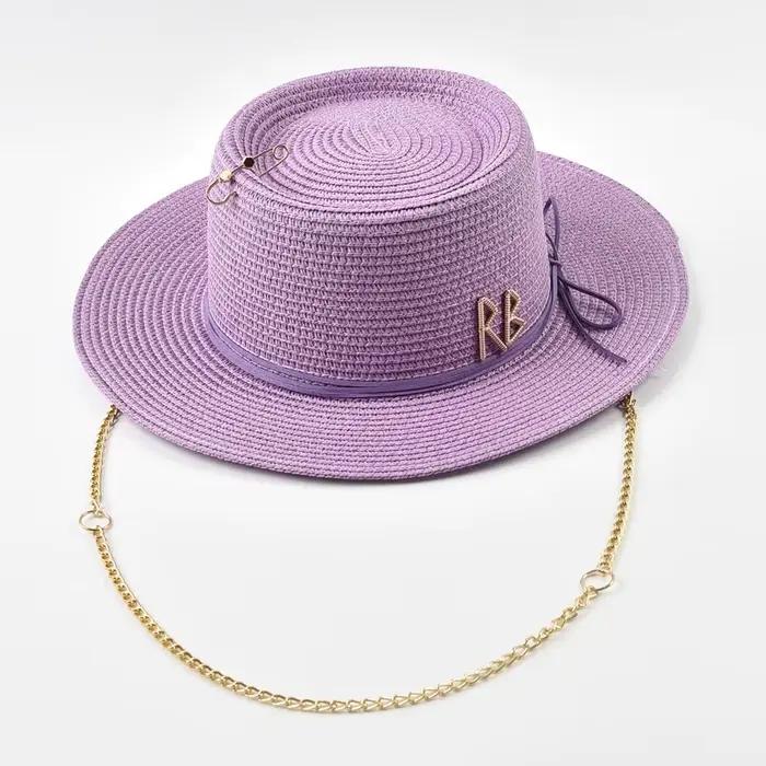 Chapeau de paille Bauhinia élégant pour femmes, protection solaire, style formel et plage, idéal pour fêtes et voyages